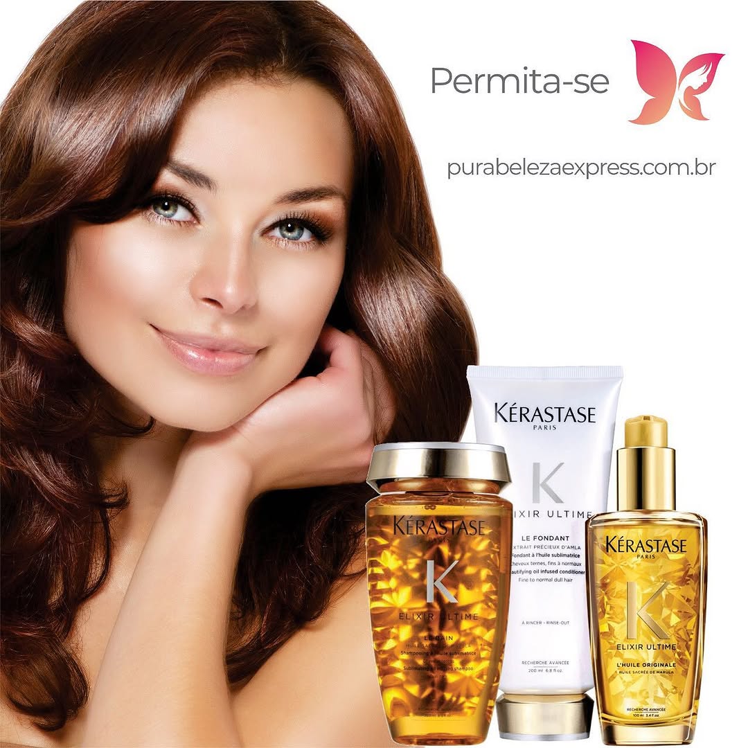 Ritual luxuoso para cabelos sem brilho e finos. -
Kit Kérastase Elixir Ultime Légère proporciona luminosidade, suavidade, disciplina e corpo aos fios sem deixar resíduos.
-
Kit Kérastase Elixir Ultime Légère traz uma infusão de óleos perfeitos para tratar a fibra capilar. Além de revitalizar, impede com que a poluição se deposite no cabelo. Sua fragrância envolvente cria uma experiência sensorial renovadora e duradoura.
-
Resultado
Seu cabelo fica até 7x mais brilhante, livre do frizz por 48 hor