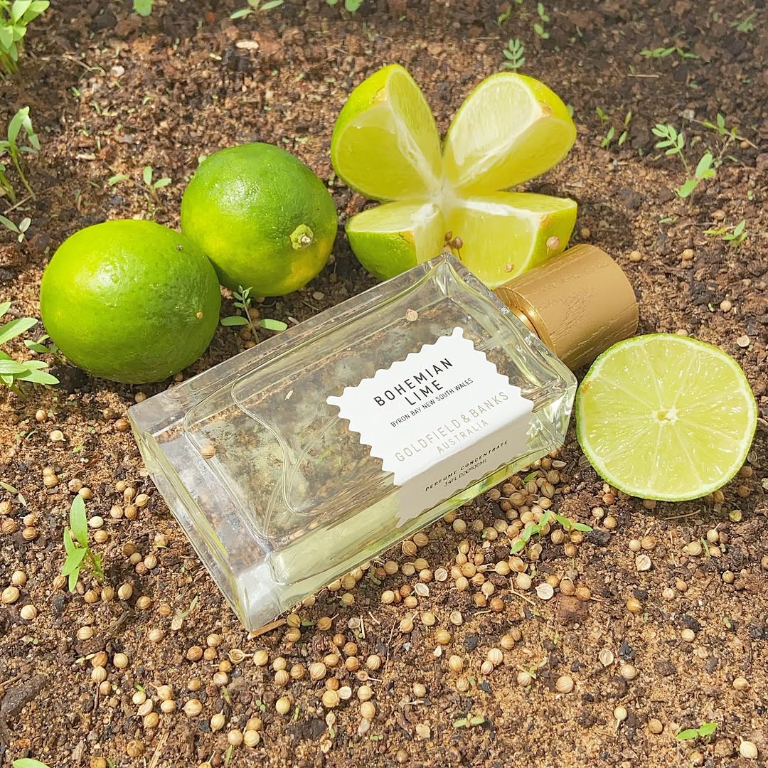 [🇧🇷] Bohemian Lime da Goldfield & Banks - Esse perfume é o mais novo lançamento da @goldfield_and_banks_australia , eles usam ingredientes nativos da Austrália para a formulação de suas fragrâncias.
Ela abre com lima caviar bem cortante, cítrica, levemente flora, juntamente com uma bergamota bem suculenta. Há também um toque apimentado de coentro e sinto também uma vibe de bebida alcoólica. tem uma abertura bem brilhante, efervescente, energética e vibrante. Logo depois essa abertu