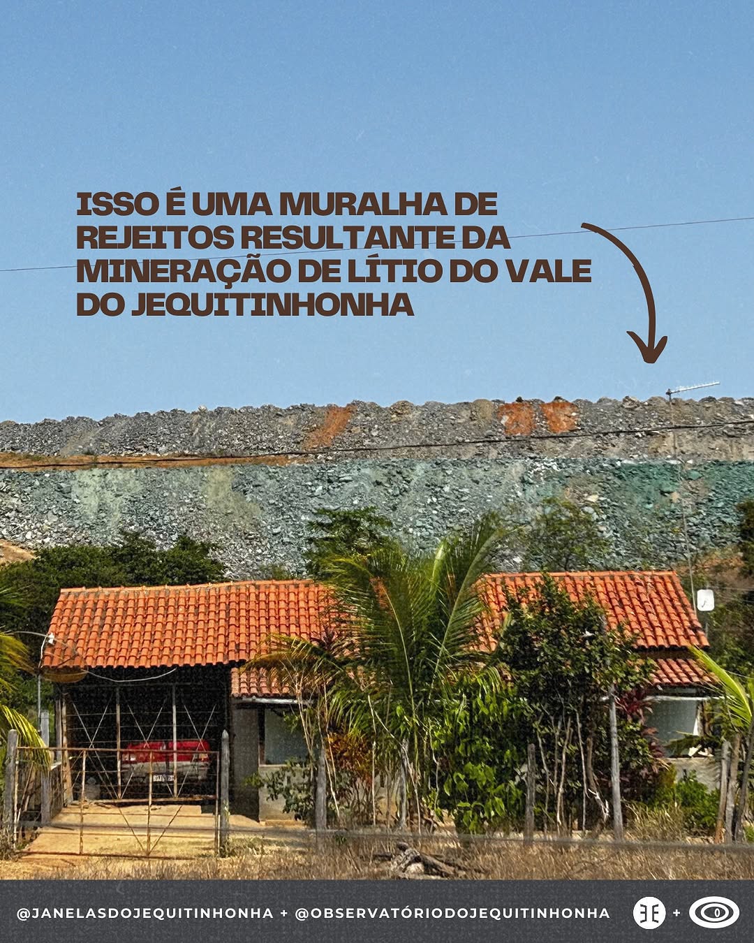 Estão transformando o Vale do Jequitinhonha em uma Zona de Sacrifício do mundo em prol de um futuro que não nos inclui.

É muito triste e podem ter certeza que não são as imagens que eu gostaria de estar compartilhando do nosso amado Vale do Jequitinhonha, mas é preciso ampliar as denúncias do que está acontecendo na região e combater as fake news de que a mineração de lítio não gera impactos diretos e indiretos nas comunidades da região.

Ajudem compartilhando e interagindo com o post para que 