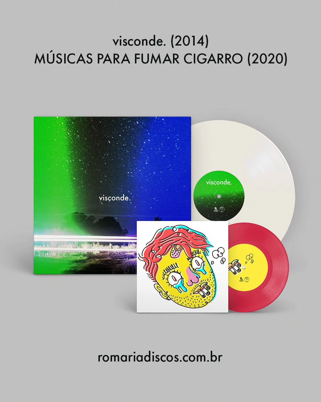 Lançamento dos vinis Visconde (2014) + MÚSICAS PRA FUMAR CIGARRO!

Em parceria com a Romaria Discos, Visconde, projeto solo do cantor Lucas Silveira, realizado entre 2010 e 2012, ganha uma versão especial em vinil. As músicas foram feitas de maneira incomum: gravadas imediatamente no momento da inspiração e publicadas para o público em seguida, sem alterações, como uma reafirmação do artista daquilo que ele mais amava compor. Posteriormente, isso resultou em muitas canções que viriam a fazer par