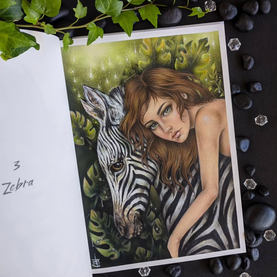 Expressividade e aconchego entre almas 🦓🌿🍃 Expressiveness and warmth between souls 🦓🌿🍃
.
Meu primeiro colorido nesse livro que estou simplesmente apaixonado! 🤭😍 Foi tão divertido e desafiador colorir essa página do livro de colorir "Wild Soul" da talentosa e querida ilustradora italiana Grazia Salvo 🥹💚📚
.
My first coloring page in this book that I'm simply in love with! 😍🤭 It was so fun and challenging to color this page from the "Wild Soul" coloring book by the talented and beloved