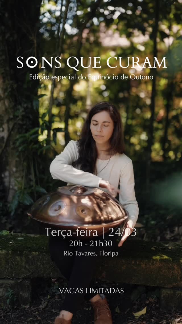 🍂 Uma vivência sonora para atravessar a mudança de estação com um campo sonoro que favorece equilíbrio, limpeza energética, regulação e integração interior.

(SOLD OUT) A imersão Sons Que Curam acontece na geodésica da Casa Pachamama, no Rio Tavares, espaço conhecido por sua acústica única na Ilha da Magia. A experiência inclui práticas de conexão corporal e expressão, Kriyas de Renascimento, meditação do equinócio, banho de som profundo com Gongo, tigelas tibetanas e Handpan.

Data
24 de março