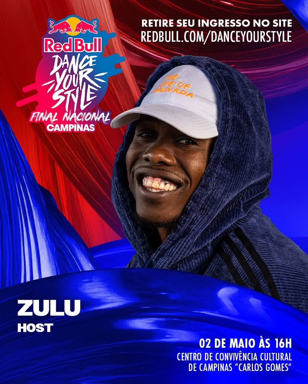 Visão, cria! ✌🏾 O comando tá comigo, papo reto. Dia 2 de maio, o bagulho vai ficar doido em Campinas! Vou tá lá no Red Bull Dance Your Style, na Final Nacional, agitando a arena.🎸

​E tu já sabe né? Quem decide o campeão, quem manda é o público! O voto é teu pra ver quem vai pro Mundial.

​📍 Local: Centro de Convivência Cultural de Campinas "Carlos Gomes"

🗓️ Quando: 02 de Maio, às 16h

​Brota que o bagulho vai doer! 💥 Ingressos no link or em redbull.com/danceyourstyle. 🎫