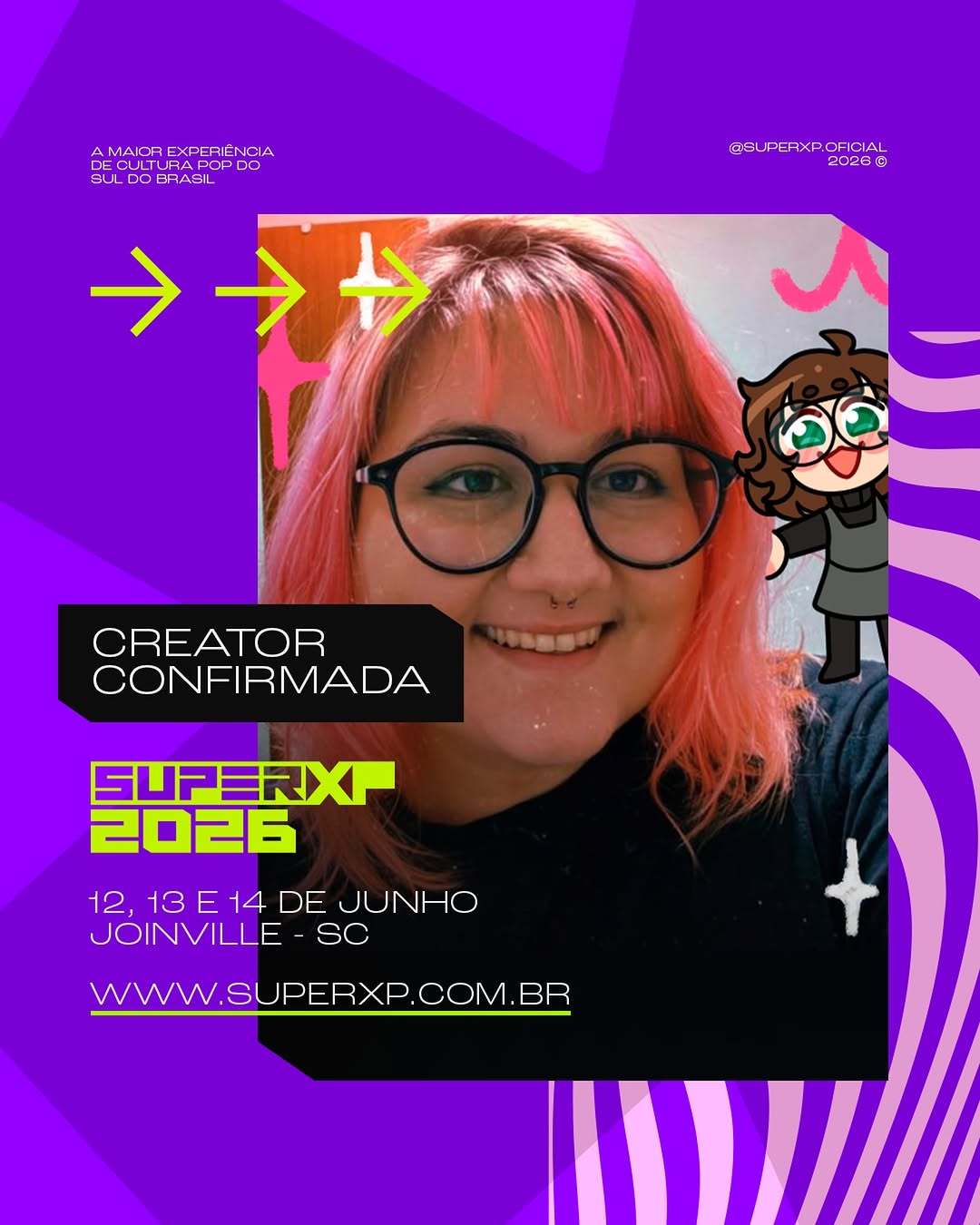 Alôooo pessoal de Santa Catarina! 🗣️✨

Nos dias 12 e 13 de junho, estarei na @superxp.oficial em Joinville, uma das maiores convenções de Santa Catarina! Espero vocês lá! 💜

#superxp #evento #convenção #artista #ilustrador
