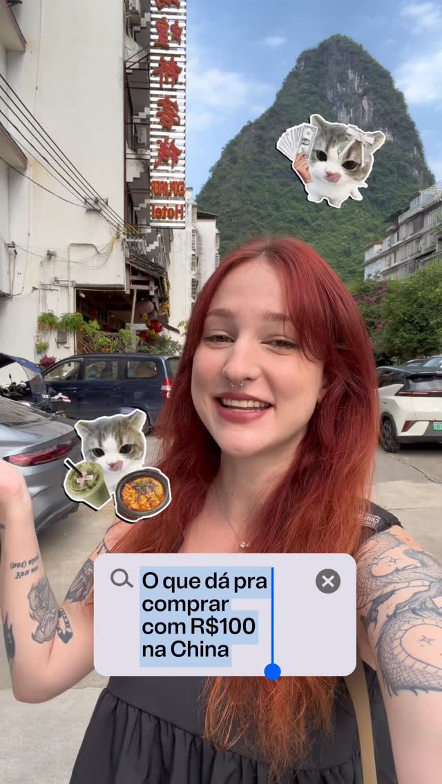 Quanto vale R$100 na China? Vem descobrir comigo 🇨🇳 

Estou em Yangshuo, Guilin. Os valores são mais altos em cidades maiores, mas o salário mínimo aumenta também ☺️