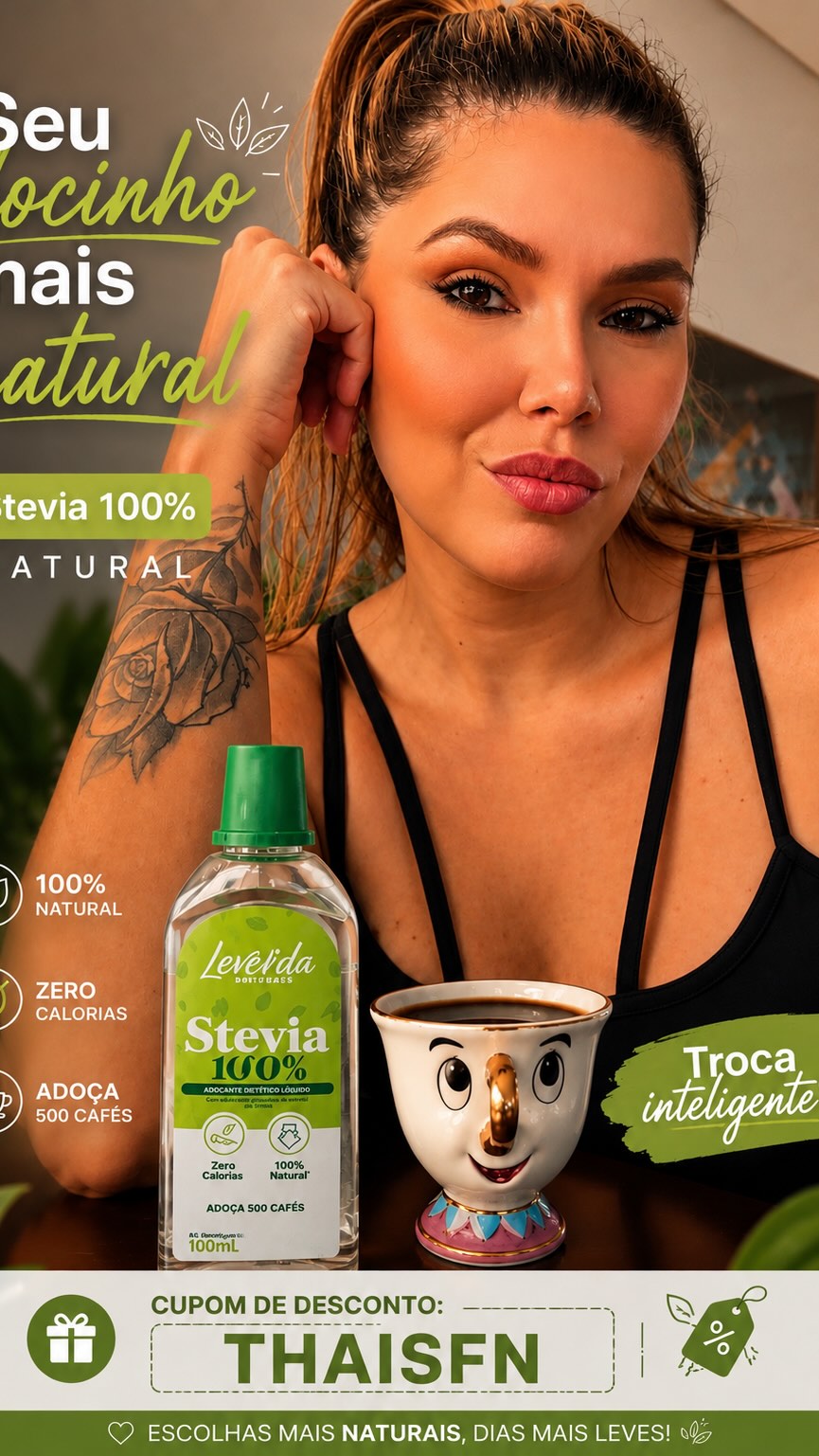 Se você ama um docinho no café, mas quer fazer escolhas mais naturais no dia a dia, precisa conhecer o Stevia 100% natural 🌿✨

Uma troca simples que faz toda diferença na rotina:
✔️ 100% natural
✔️ Zero calorias
✔️ Adoça sem abrir mão do sabor

Tenho usado e amado essa opção para deixar meus dias mais leves 💚

Acesse o site da @leve_vidanaturais e aproveite meu cupom de desconto: THAISFN ✨

#Stevia #VidaSaudável #EscolhasInteligentes #LeveVida #rotinasaudavel