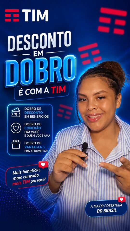 Quem é cliente TIM no celular e na internet de casa é TIM Ultrafibra, tem um benefício que nenhuma outra operadora oferece: pode comprar dois produtos com desconto na loja - Um aproveitando o plano do celular e outro aproveitando a internet de casa. Enquanto o resto do mercado libera um desconto só, o cliente TIM completo leva o dobro: dois aparelhos, dois descontos, uma única visita à Loja TIM.
Se a sua vida digital já é toda TIM, a TIM te recompensa duas vezes!
@timbrasil 
#descontoemdobrotim
