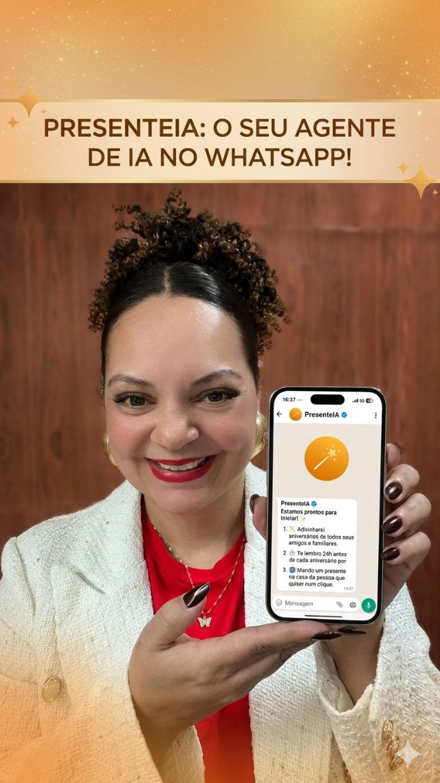 ​Gente, sério, eu sou a pessoa que vive esquecendo data de aniversário, alguém mais aí? 🤡 Mas dessa vez eu descobri algo que é, literalmente, um salvador da pátria!

​Tô usando o PresenteIA e é um caminho sem volta. É uma inteligência artificial que cuida de tudo pra mim: ela descobre os aniversários, me avisa com antecedência e, o melhor de tudo, ainda me sugere o presente perfeito e resolve a entrega. Tudo isso sem eu precisar sair de casa e sem estresse. 🪄✨

​É surreal de fácil e funciona m
