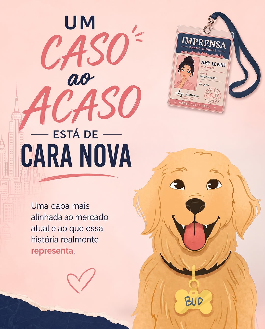 Um Caso ao Acaso está de cara nova!

Depois de muito pensar, decidi atualizar a capa para uma versão alinhada ao mercado atual e à essência da história. 

Nasceu essa capa lindíssima com ilustração da maravilhosa @ilustrai.art 

E essa novidade chega junto com outra que vocês vêm me pedindo há um tempo: a versão física do livro (yay!!)

Antes de definir como será o lançamento, preciso entender o interesse de vocês.

Nos comentários, responda com A ou B:

A) Quero pré-venda com autógrafo e brinde