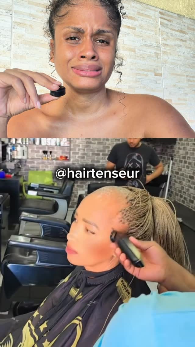 Olha isso. Até eu rasparia #braids #hair #pain